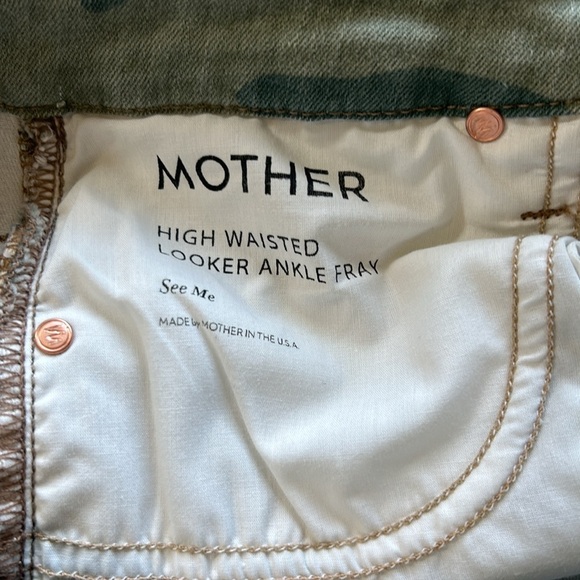 MOTHER High Waisted Looker Ankle Fray See Me Stretch Camo Green Sz 29 - Picture 16 of 16